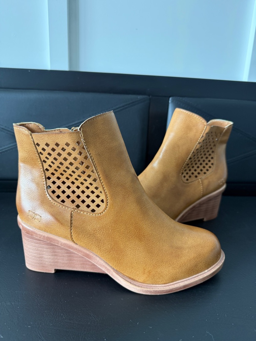 Women’s Tan Ankle Bootie with Cutout Detail
